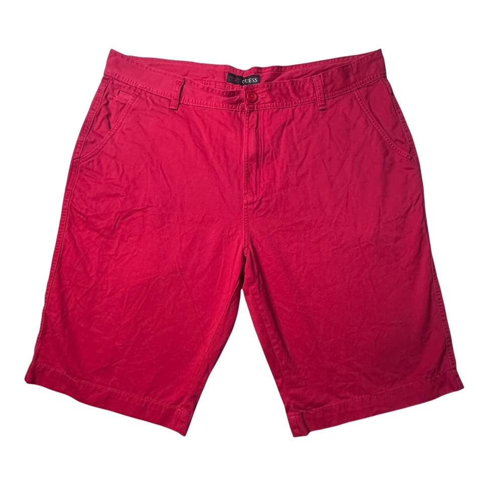 Guess Shorts Mens 40 Red Chino Flat Front Cotton X63D01W6Z70 Casual